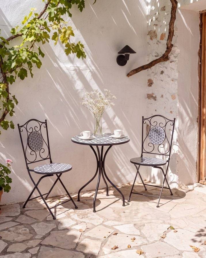 Beliani - Chaise de jardin Métal Blanc/bleu SIROLO - 40x44x90- Beliani - Image 1