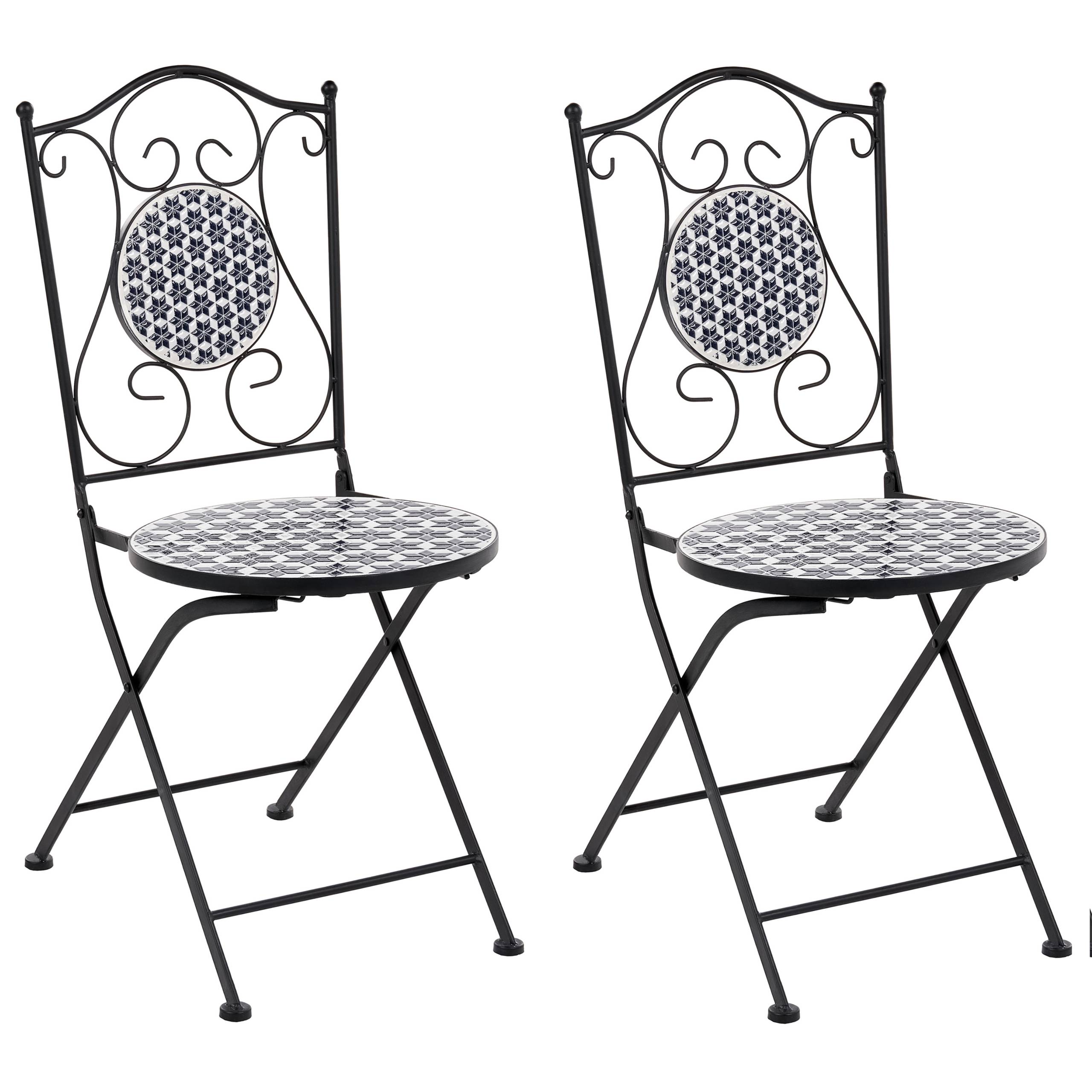 Beliani - Chaise de jardin Métal Blanc/bleu SIROLO - 40x44x90- Beliani - Image 2