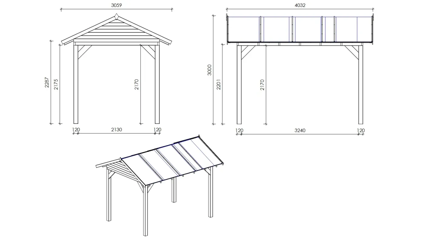 Altanka - Pergola de jardin 4.04x3.06m - traité - ALT38 - Imagen 2