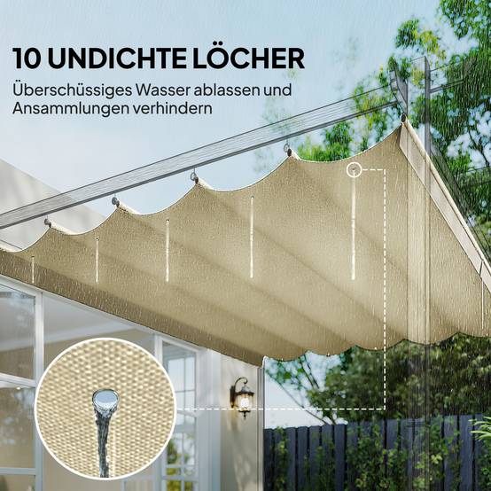 Toile de rechange pour pergola rétractable polyester toit anti-UV 250x255cm Blanc crème - ComfortXL Outdoor Living - Image 8