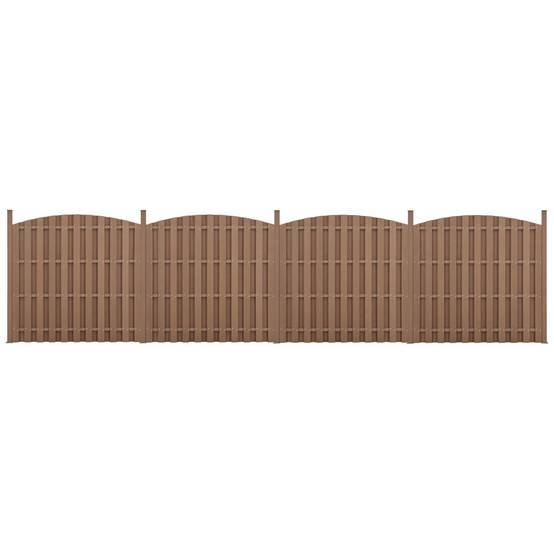 4 pièces de clôture barrière brise vue brise vent bois composite WPC demi-cercle arrondi 185 x 747 cm brun - Image 1