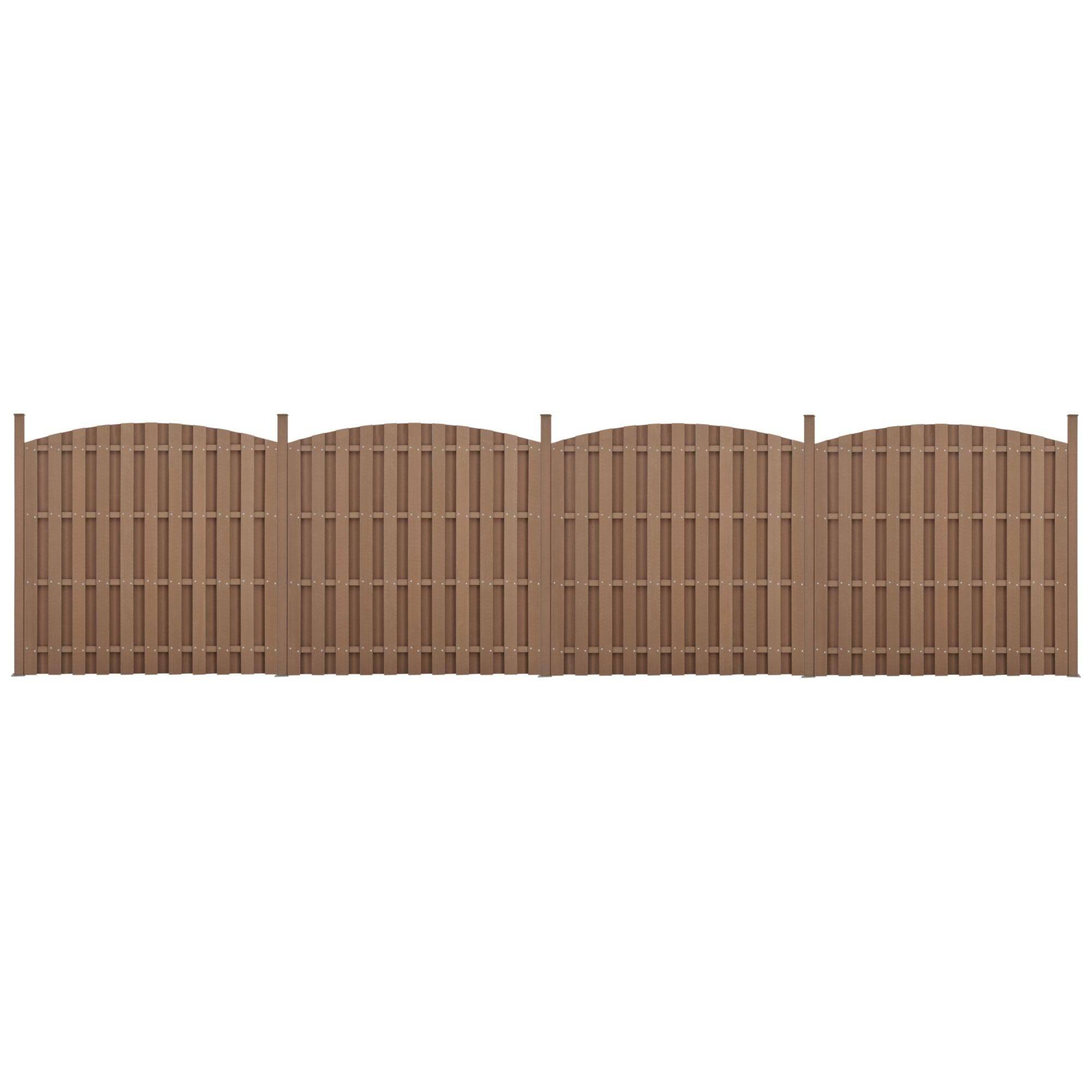 4 pièces de clôture barrière brise vue brise vent bois composite WPC demi-cercle arrondi 185 x 747 cm brun - Image 1