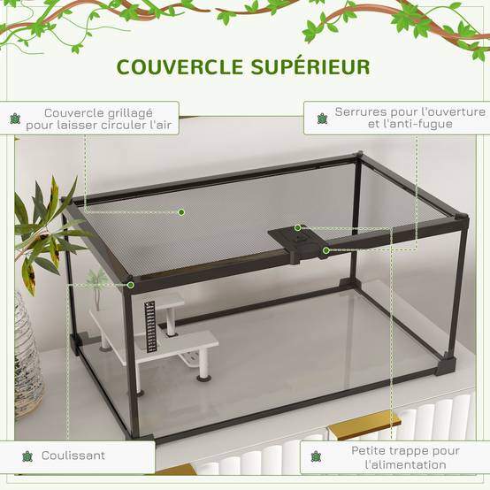 Terrarium pour reptiles verre transparents 50 x 30 x 25 cm - PANGIVO - Image 7