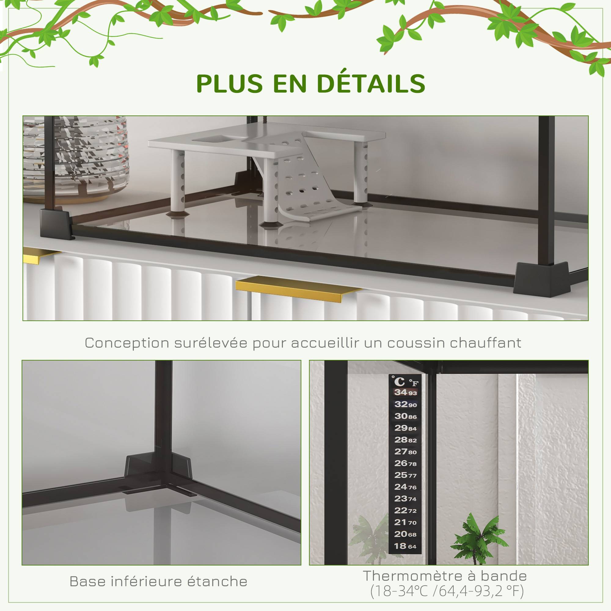 Terrarium pour reptiles verre transparents 50 x 30 x 25 cm - PANGIVO - Image 8
