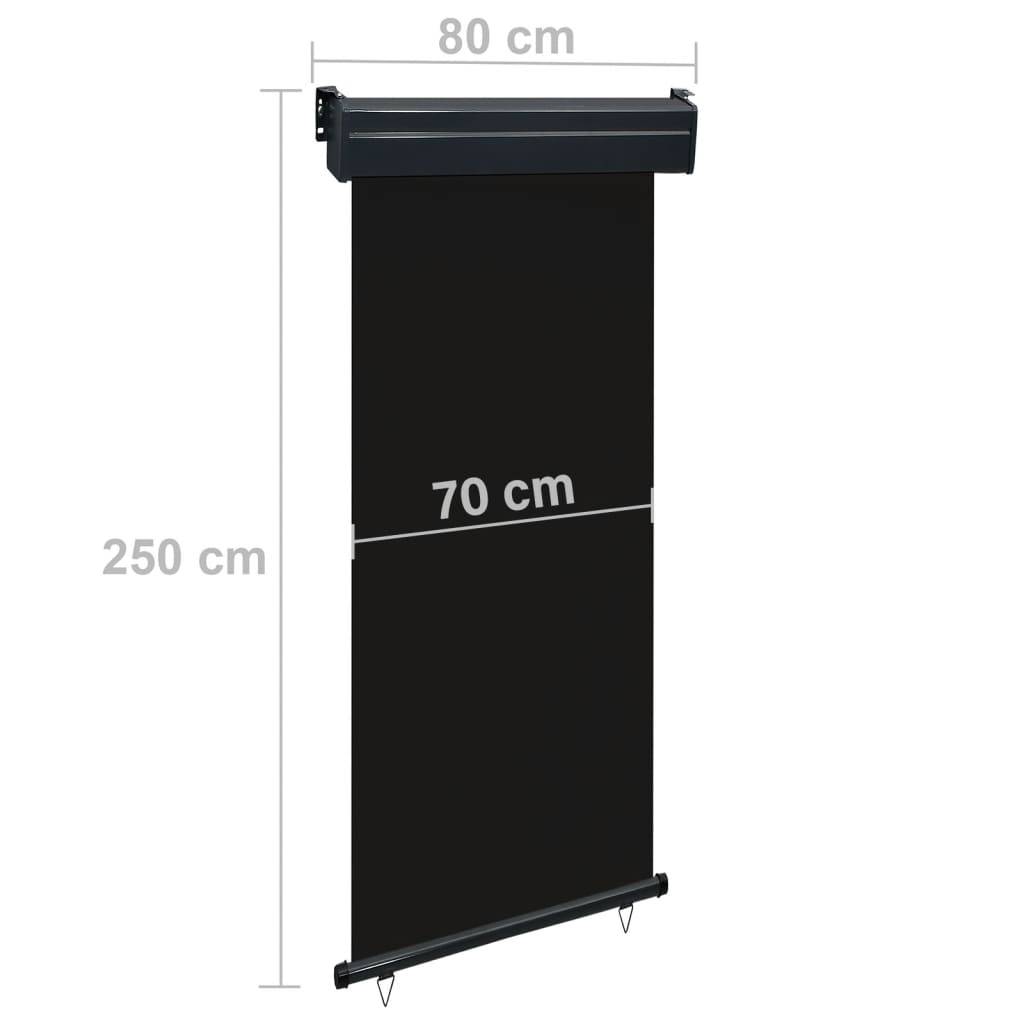 Helloshop26 - Auvent paravent store brise-vue latéral rétractable de patio jardin terrasse balcon protection visuelle écran 80 x 250 cm noir - Imagen 9