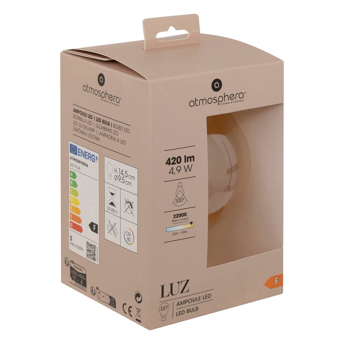 Atmosphera - Ampoule LED "Globe" ambre torsadé,D11cm E27 - Atmosphera Créateur d'intérieur - Image 3