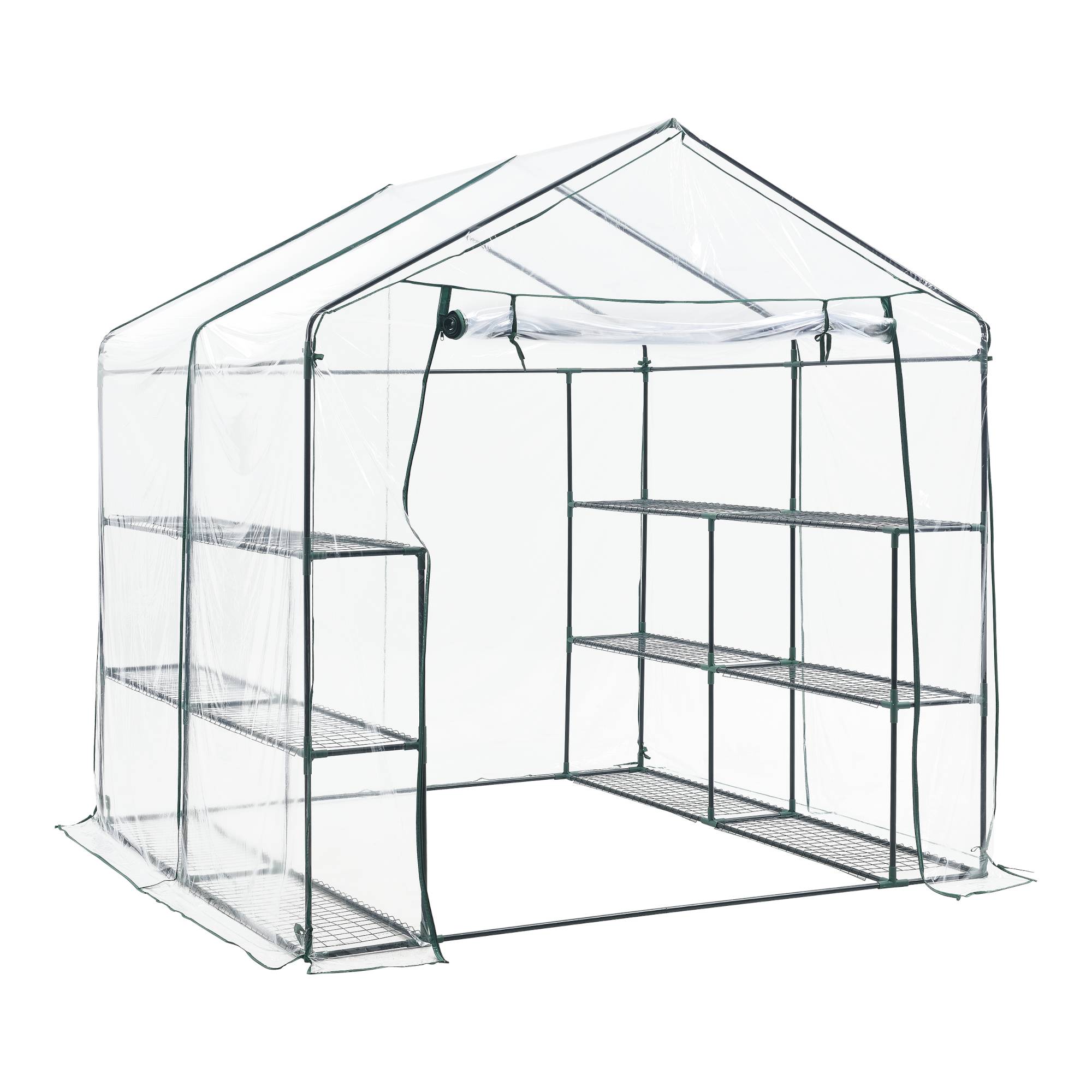 Serre de jardin Grünau en acier et PVC avec étagères intégrées 200 x 200 x 220 cm [en.casa] - Imagen 1