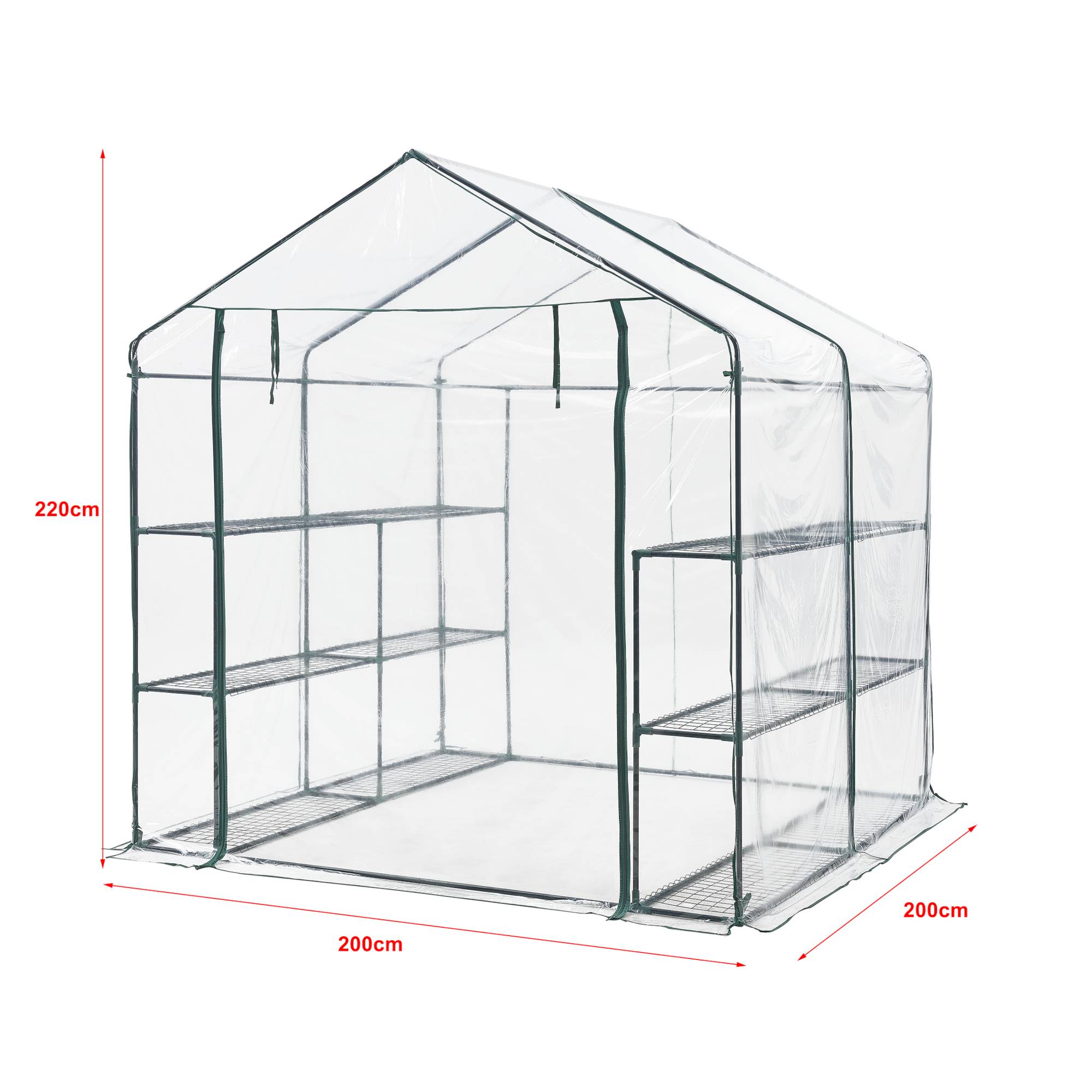 Serre de jardin Grünau en acier et PVC avec étagères intégrées 200 x 200 x 220 cm [en.casa] - Imagen 4