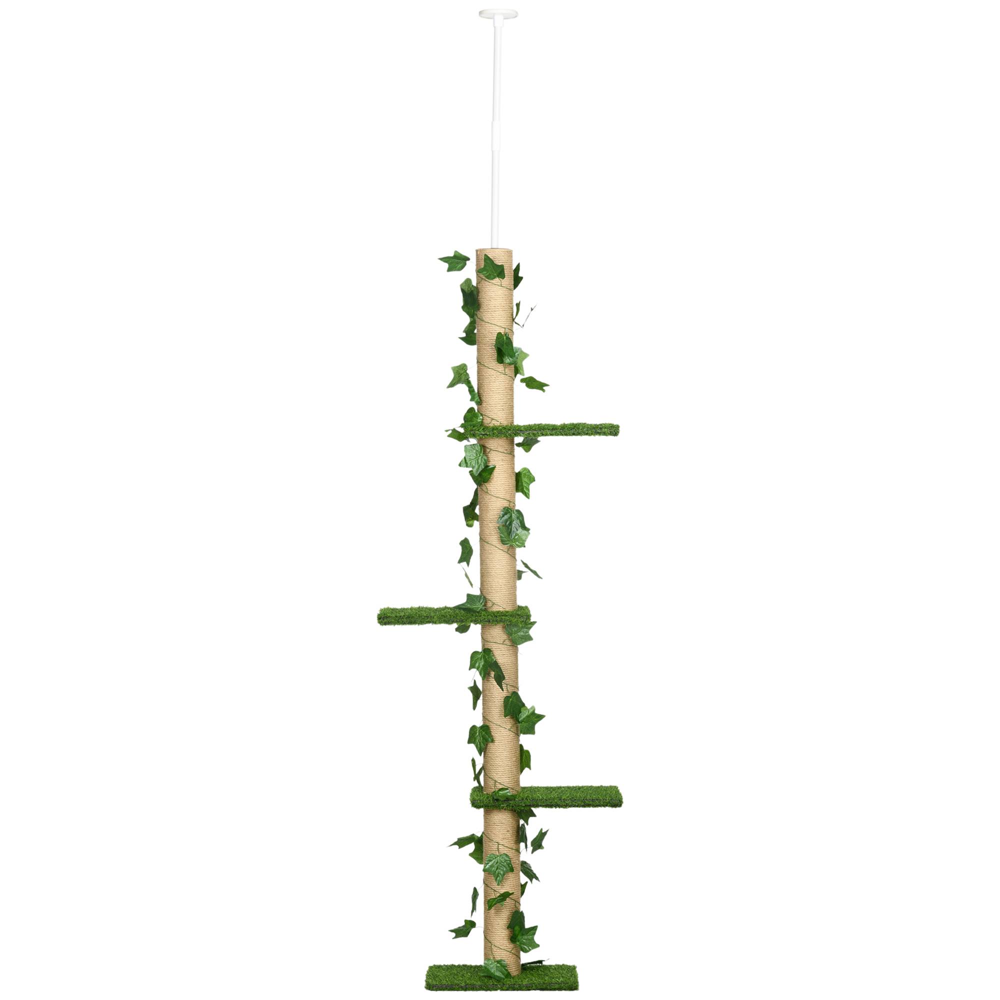 Arbre à chat plafond jute vert 37 x 21 x 242 cm - PANGIVO - Image 2