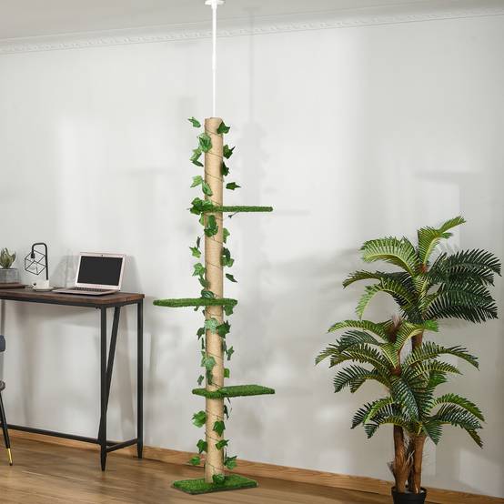 Arbre à chat plafond jute vert 37 x 21 x 242 cm - PANGIVO - Image 4