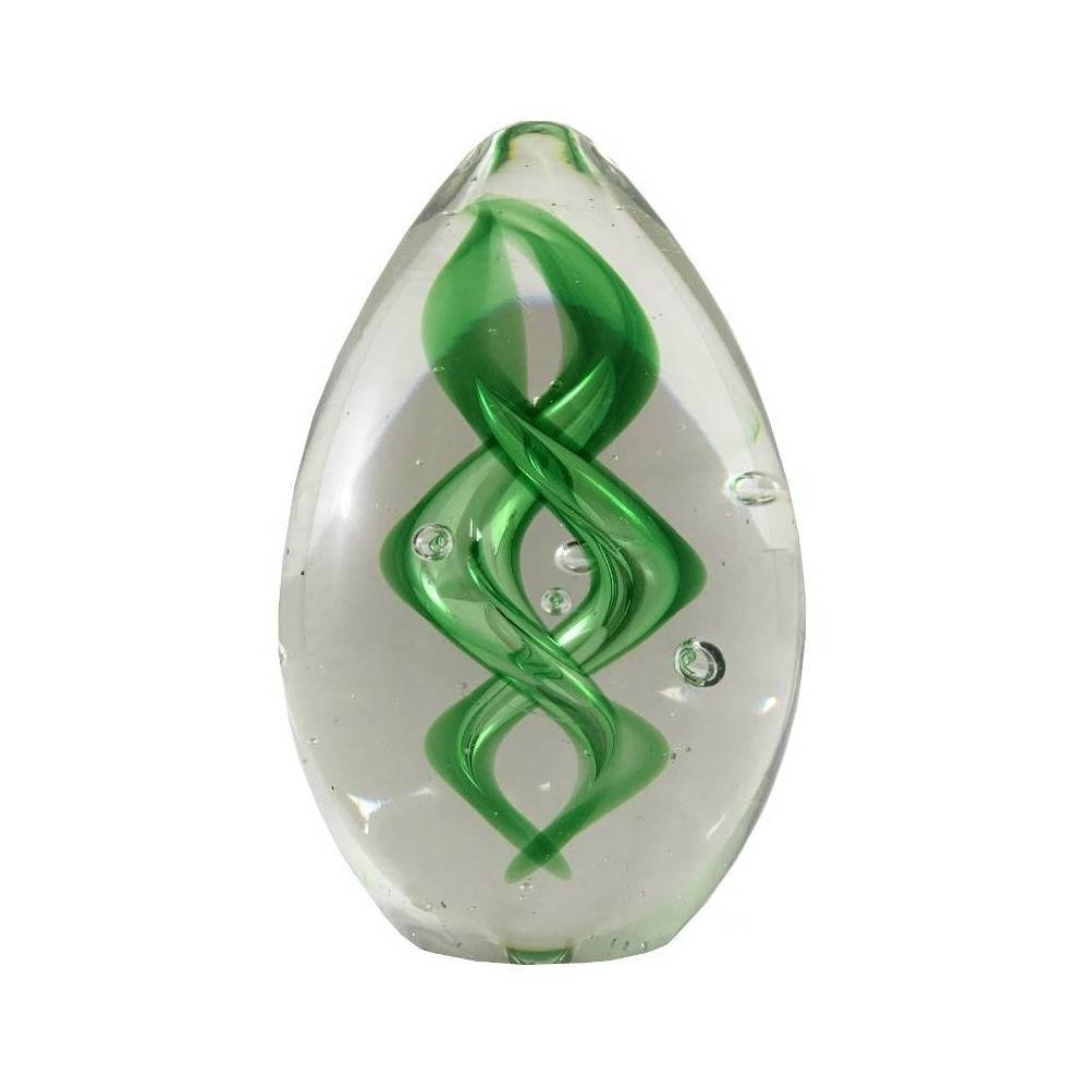 ° Presse papier sulfure "Flammes" en verre vert 9 x 6 cm Chemin de campagne - Imagen 1