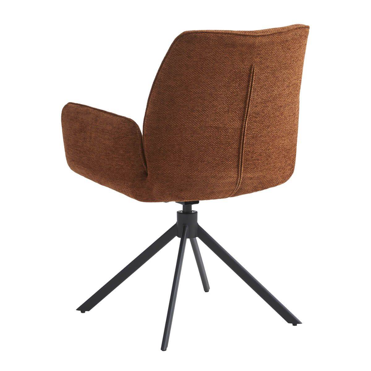 Lot de 2 Fauteuils de table Pivotants Tissu Coloris Terracotta - CARLOTTA - Image 6