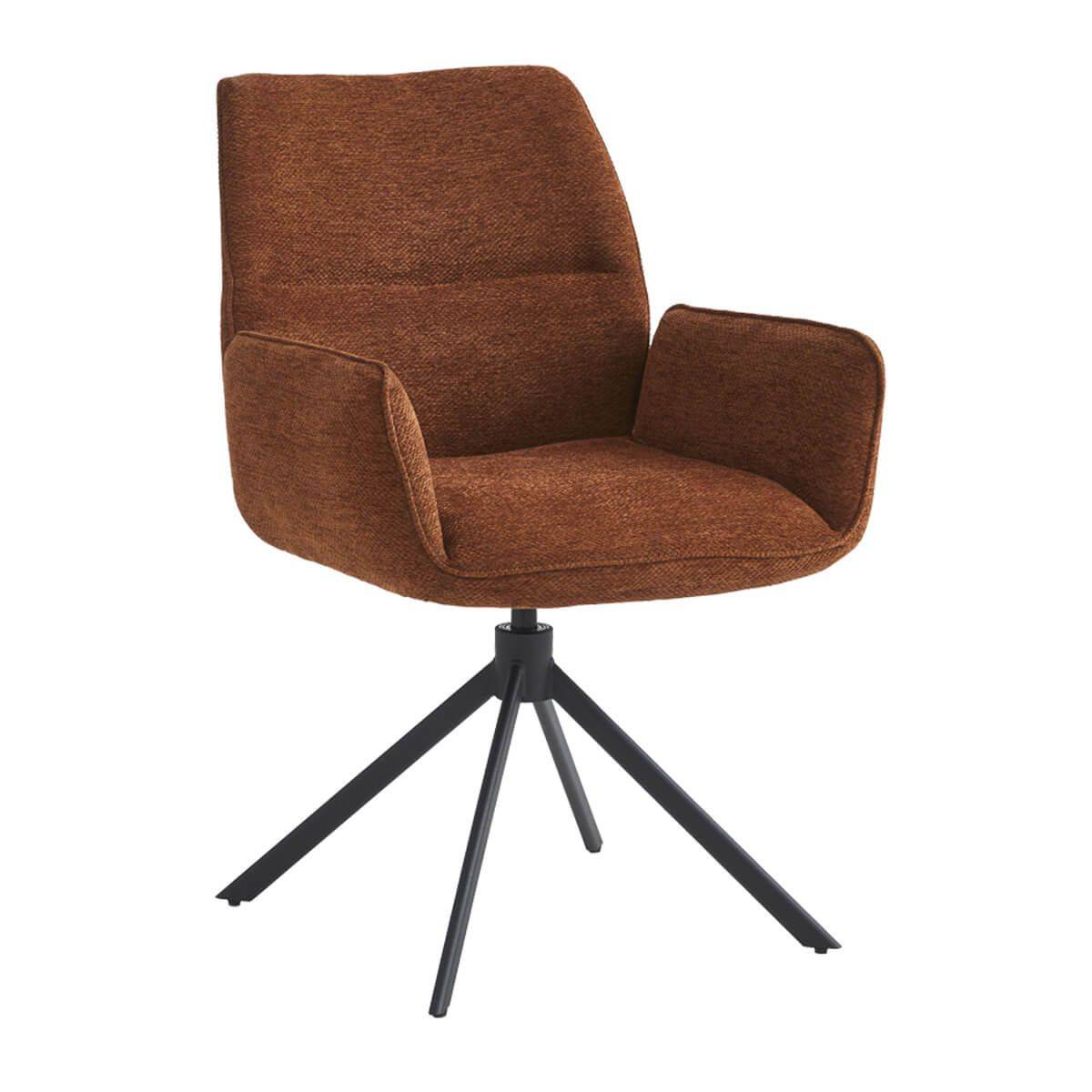 Lot de 2 Fauteuils de table Pivotants Tissu Coloris Terracotta - CARLOTTA - Image 3