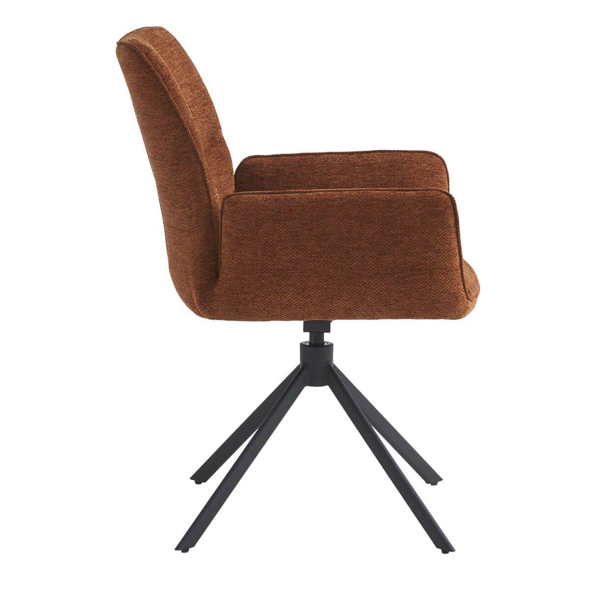 Lot de 2 Fauteuils de table Pivotants Tissu Coloris Terracotta - CARLOTTA - Image 4
