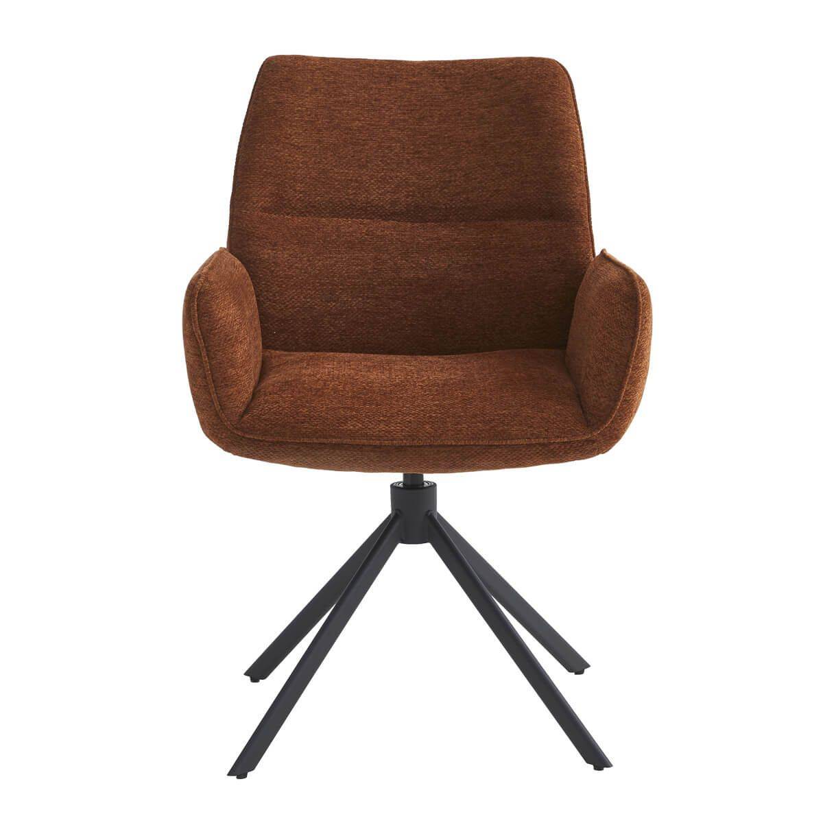 Lot de 2 Fauteuils de table Pivotants Tissu Coloris Terracotta - CARLOTTA - Image 7