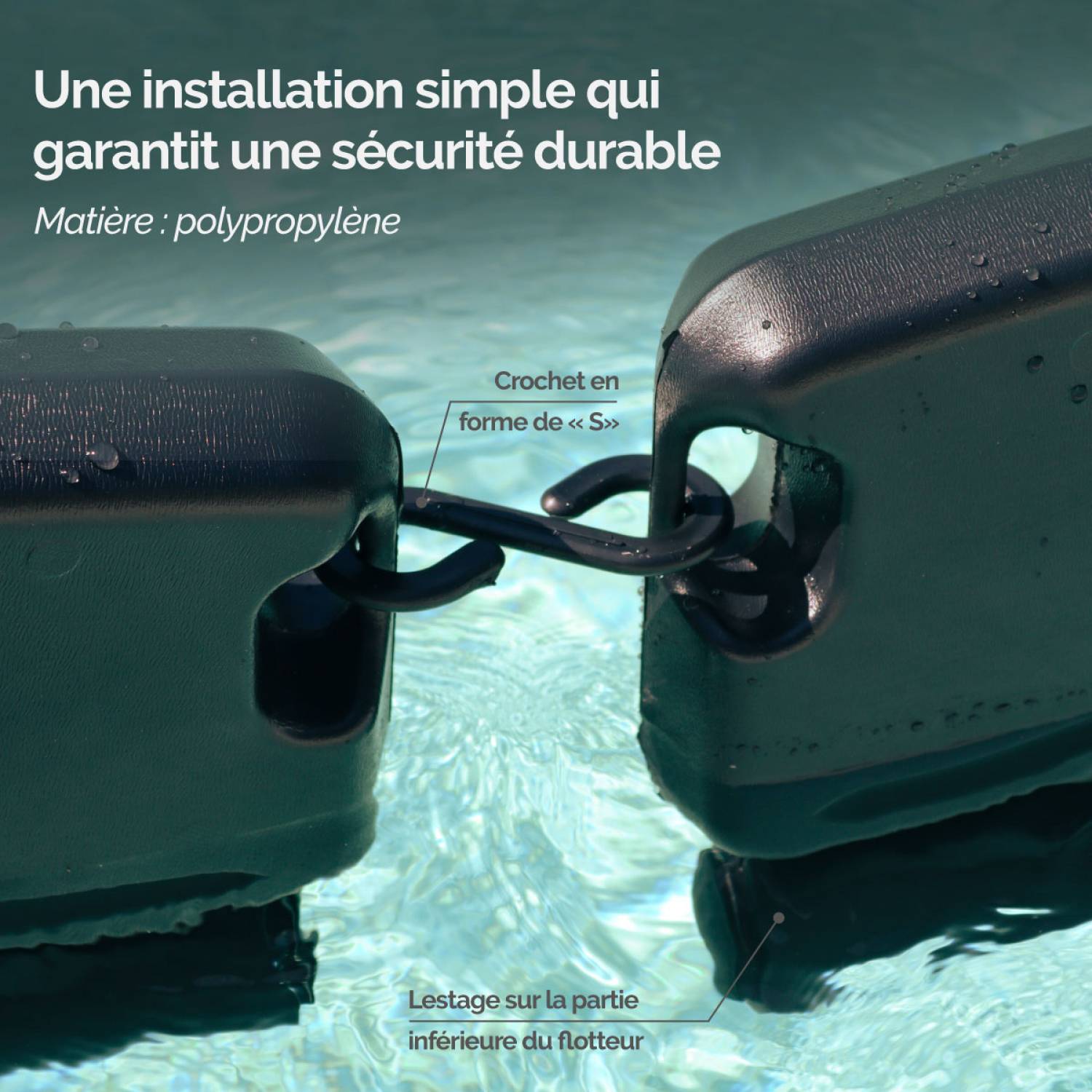 Linxor - Lot de 6 flotteurs d'hivernage lestés pour piscine avec crochets - 50 cm - Noir - Linxor - Imagen 3