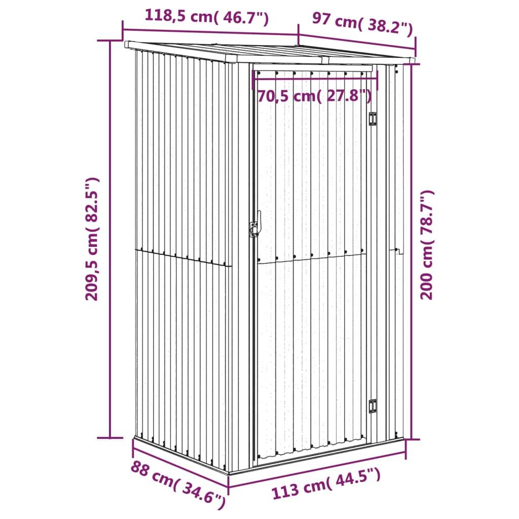 Vidaxl - Abri de jardin marron 118,5 x 97 x 209,5 cm Acier galvanisé vidaXL 150902 - Image 3