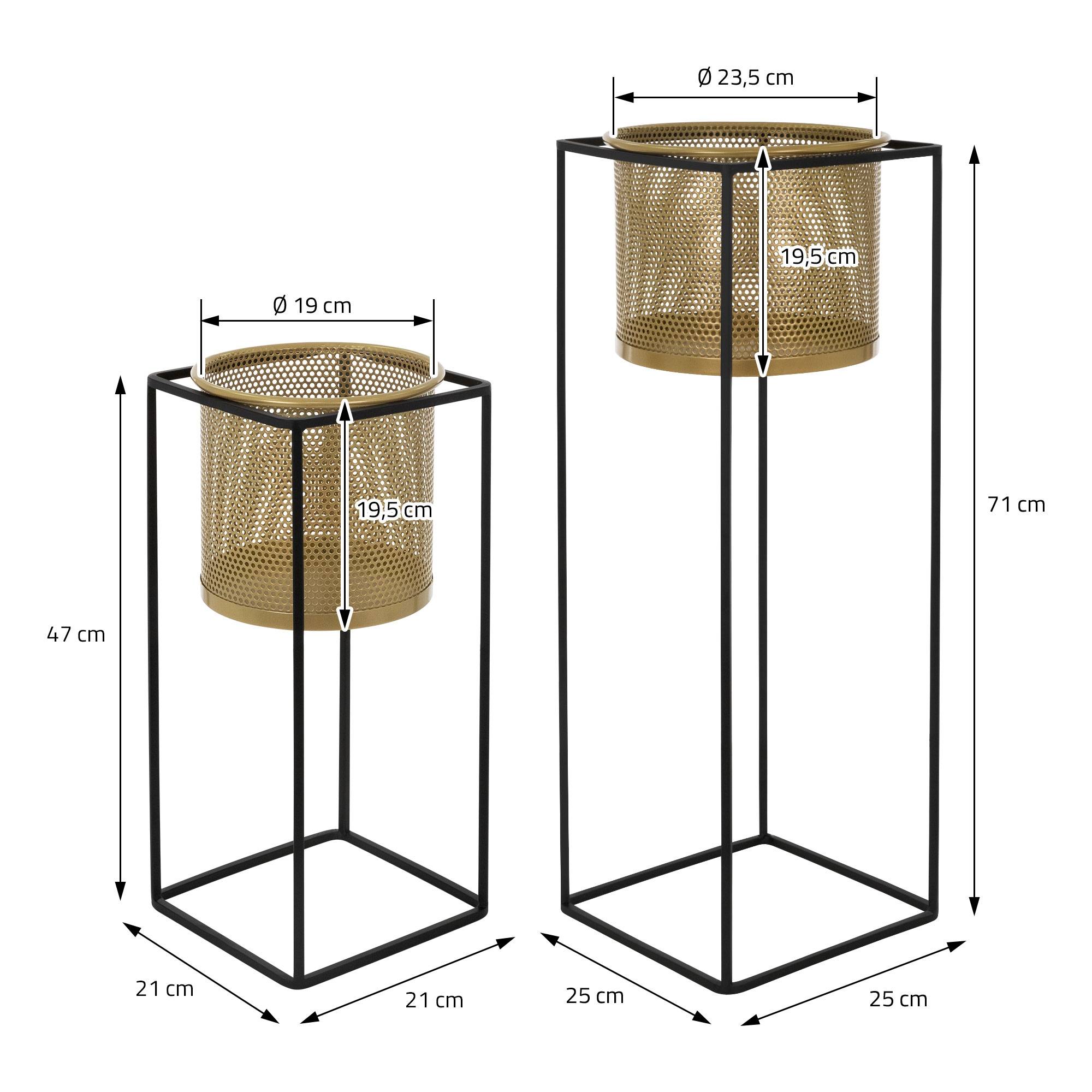 Ml-Design - 2x Support de plantes noir/or en acier 47 et 71 cm pots de fleurs décoratifs - Imagen 6