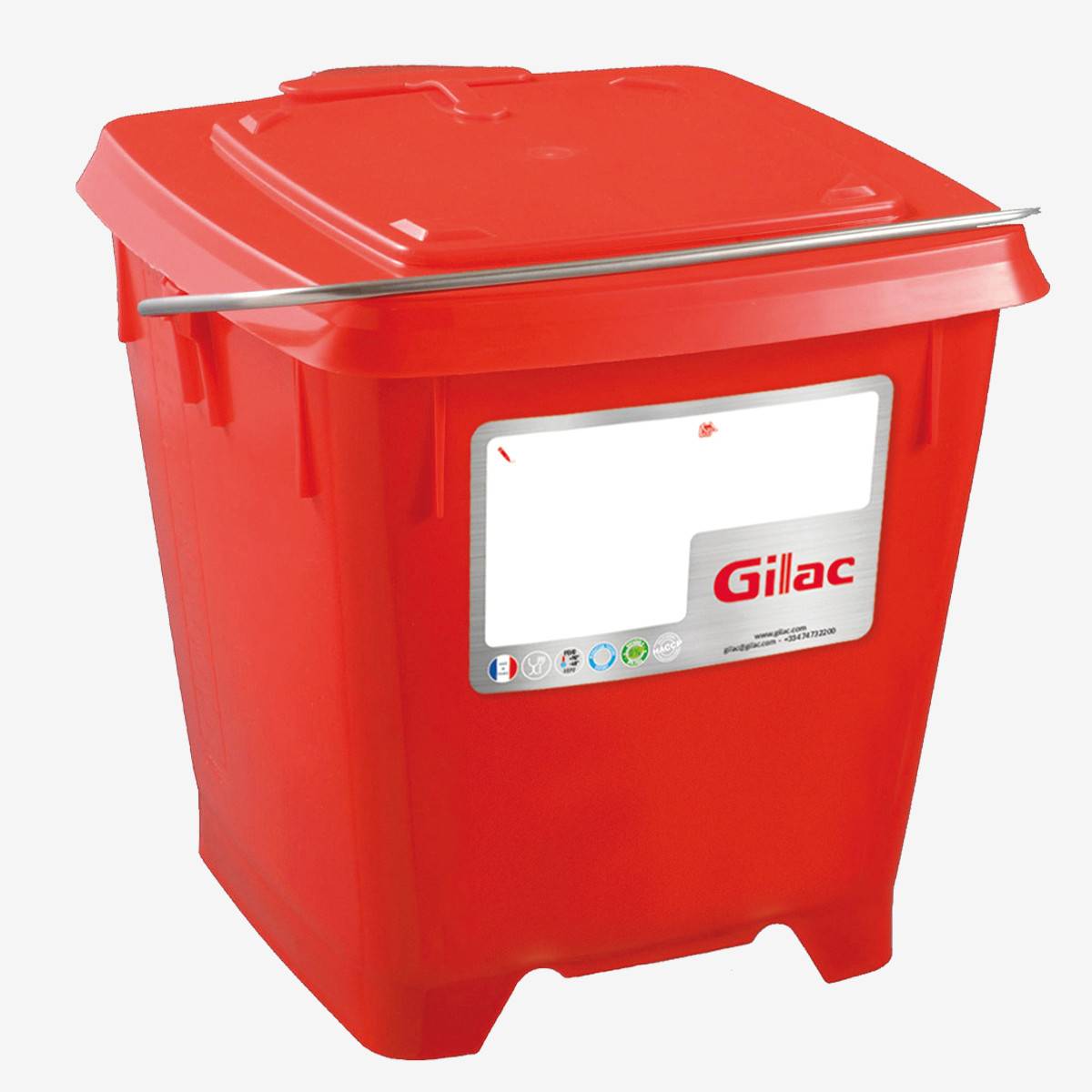 Seau Carré HACCP 12 L et Couvercle Etanche - Gilac -