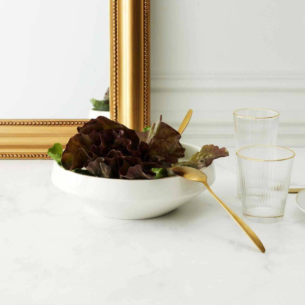 The Home Deco Factory - Saladier en porcelaine liseré doré 25 cm - Imagen 3
