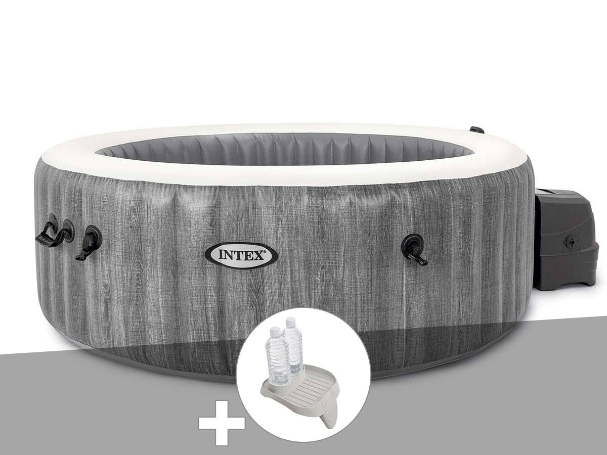 Kit spa gonflable Intex PureSpa Baltik rond Bulles 4 places + Porte-verre