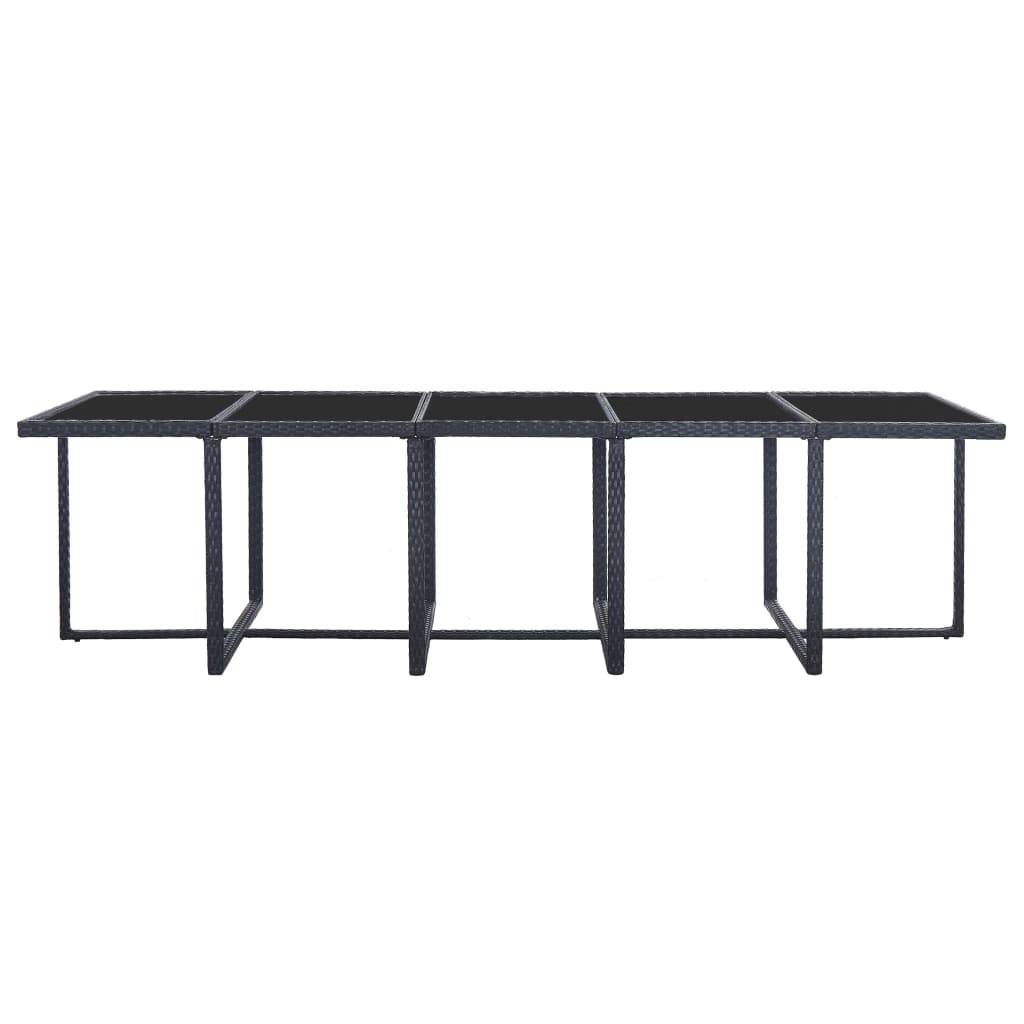 Helloshop26 - Salon de jardin meuble d'extérieur ensemble de mobilier 15 pièces avec coussins résine tressée noir - Imagen 6