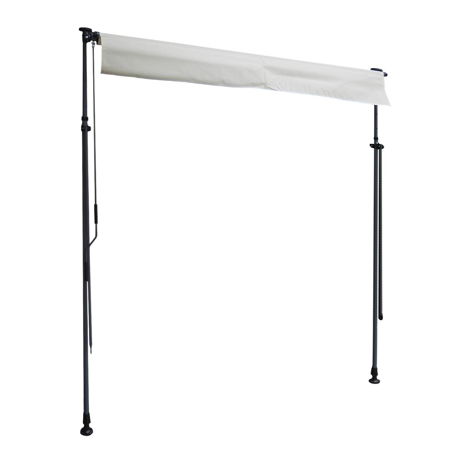 Store banne pour balcon CHENE 2 × 1,2m - Toile beige et structure grise - HAPPY GARDEN - Imagen 7