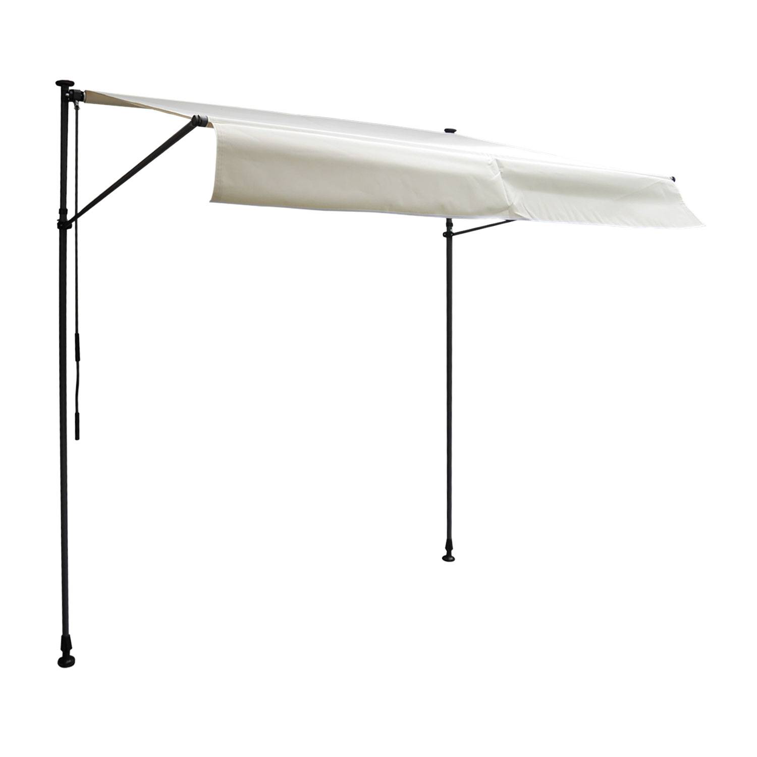 Store banne pour balcon CHENE 2 × 1,2m - Toile beige et structure grise - HAPPY GARDEN - Imagen 1