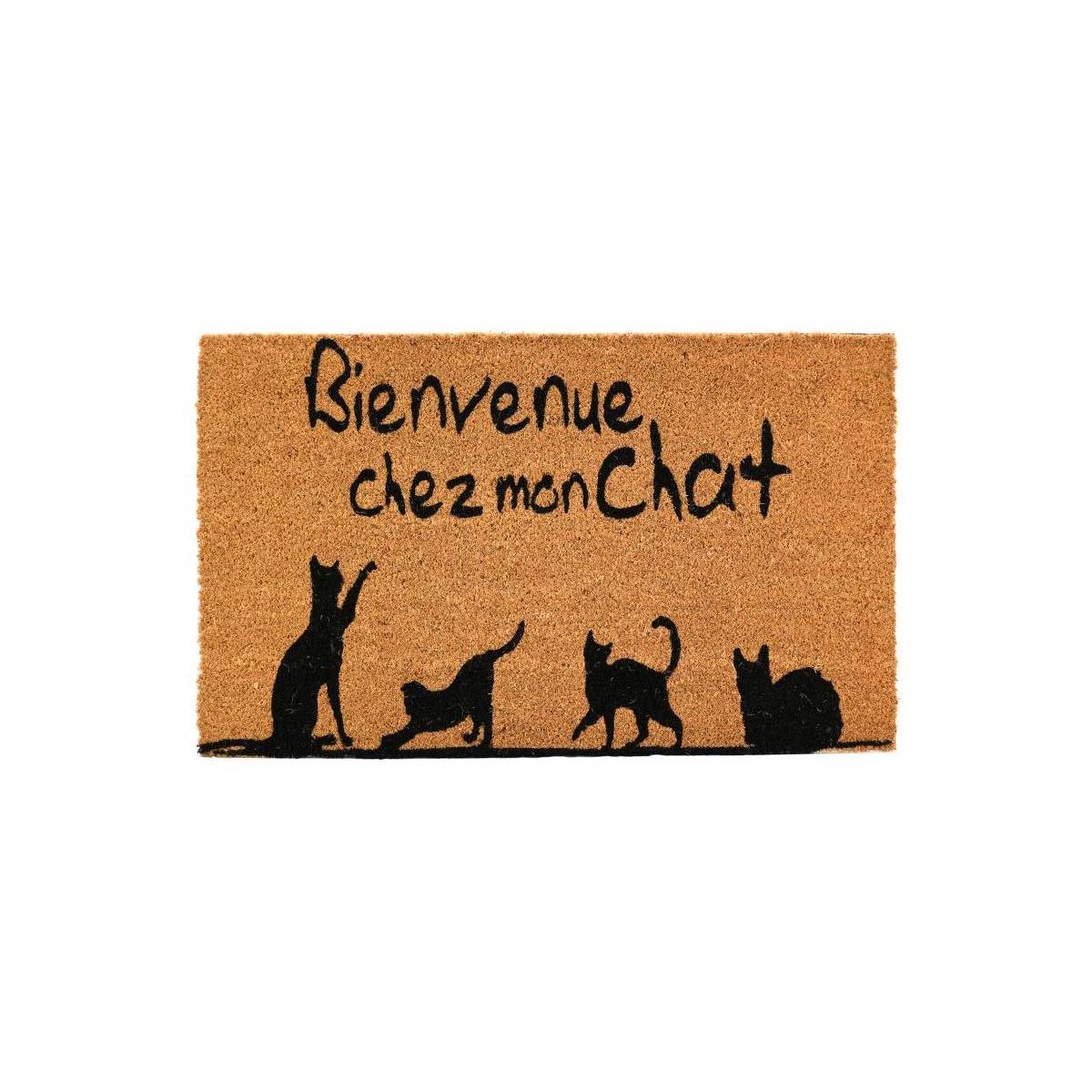 Aubry Gaspard - Paillasson coco intérieur extérieur 75 x 45 cm Bienvenue chez mon chat - Imagen 1
