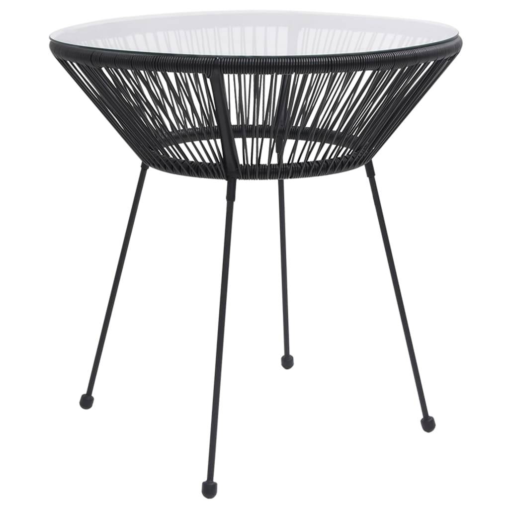 Salon de Jardin 3p Rotin PVC Rond Table Ronde Ø70cm Extérieur Noir – ComfortXL Outdoor Living - Image 4
