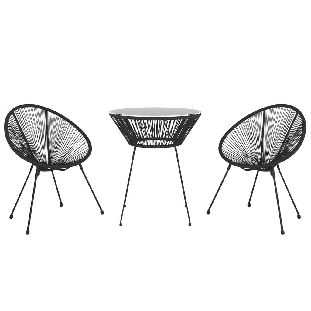 Salon de Jardin 3p Rotin PVC Rond Table Ronde Ø70cm Extérieur Noir – ComfortXL Outdoor Living - Image 3