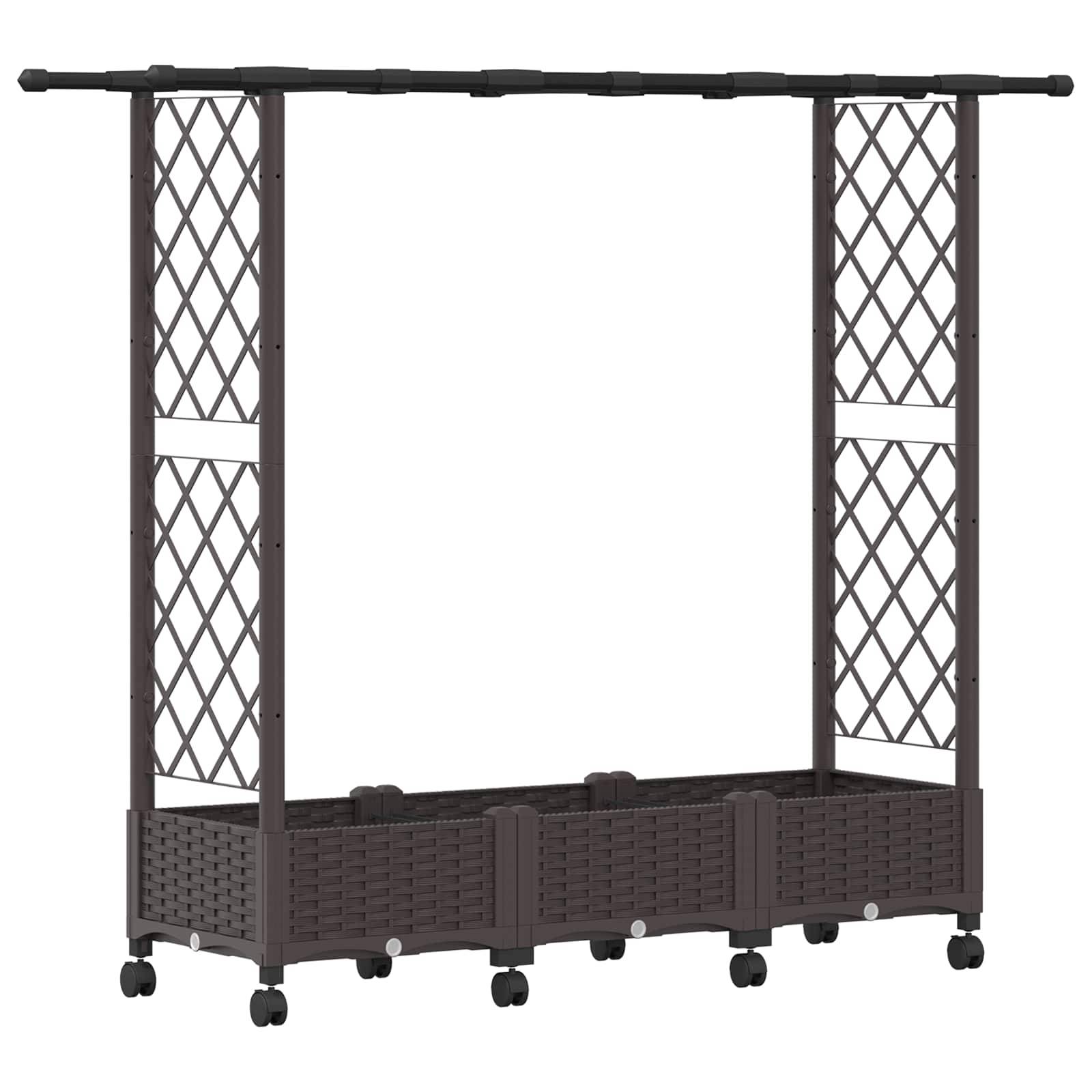 ComfortXL - Lit surélevé avec treillis toit polypropylène patio terrasse marron 164x40x127cm - ComfortXL Outdoor Living - Image 2