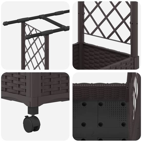 ComfortXL - Lit surélevé avec treillis toit polypropylène patio terrasse marron 164x40x127cm - ComfortXL Outdoor Living - Image 6