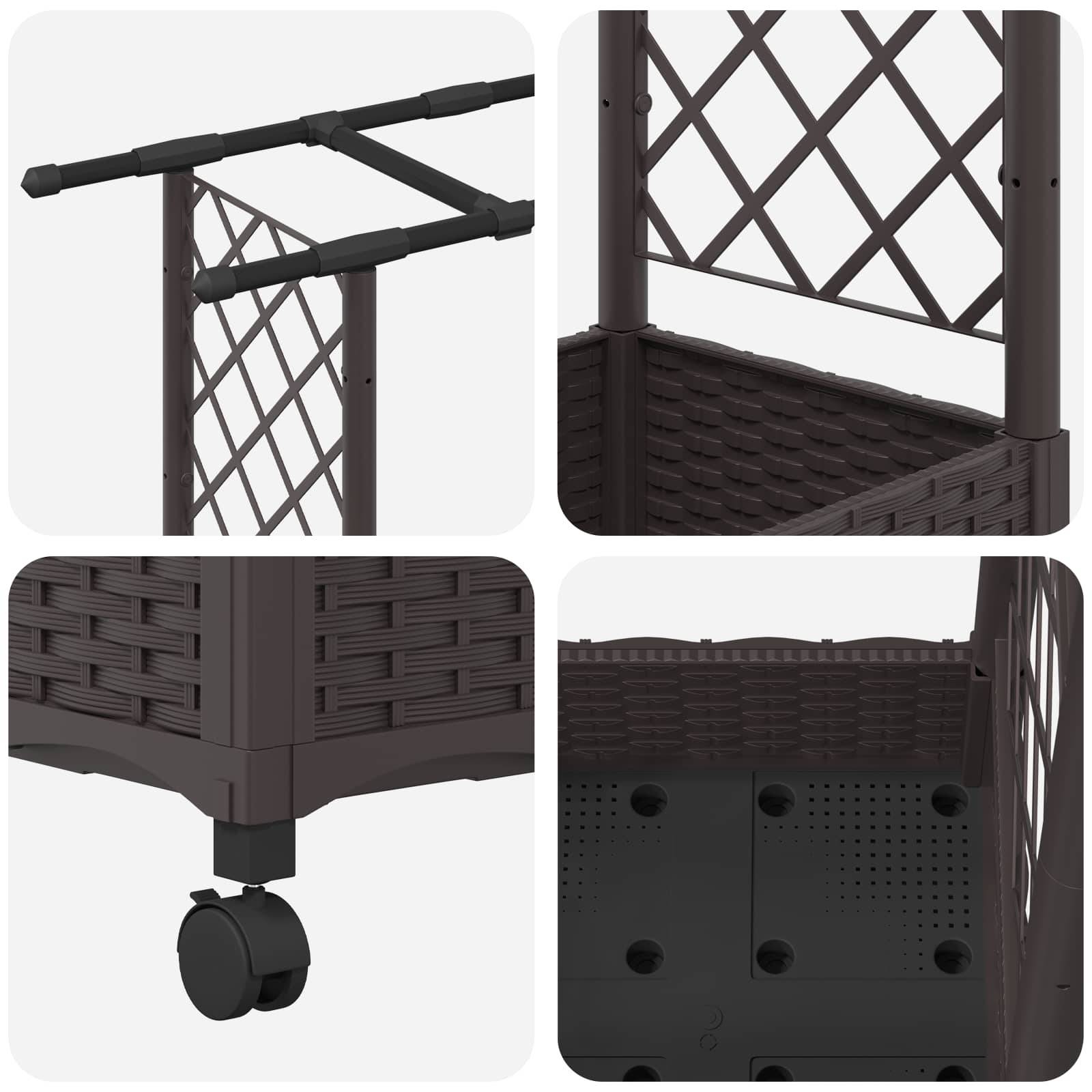 ComfortXL - Lit surélevé avec treillis toit polypropylène patio terrasse marron 164x40x127cm - ComfortXL Outdoor Living - Image 6