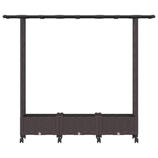 ComfortXL - Lit surélevé avec treillis toit polypropylène patio terrasse marron 164x40x127cm - ComfortXL Outdoor Living - Image 4