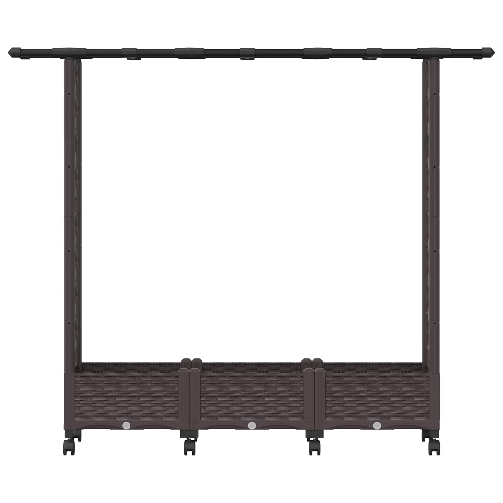 ComfortXL - Lit surélevé avec treillis toit polypropylène patio terrasse marron 164x40x127cm - ComfortXL Outdoor Living - Image 4