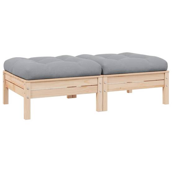 Canapé 2 places de jardin | Canapé D'extérieur | Sofa De Jardin et coussins gris Bois de pin solide Maison Chic - Image 2