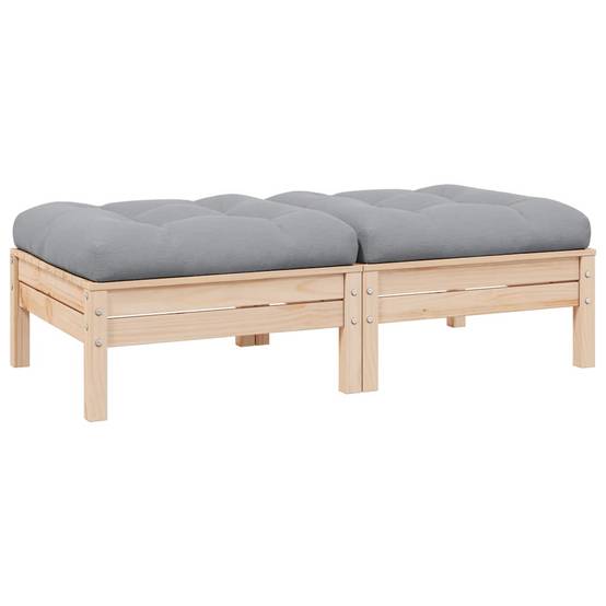 Canapé 2 places de jardin | Canapé D'extérieur | Sofa De Jardin et coussins gris Bois de pin solide Maison Chic - Image 1