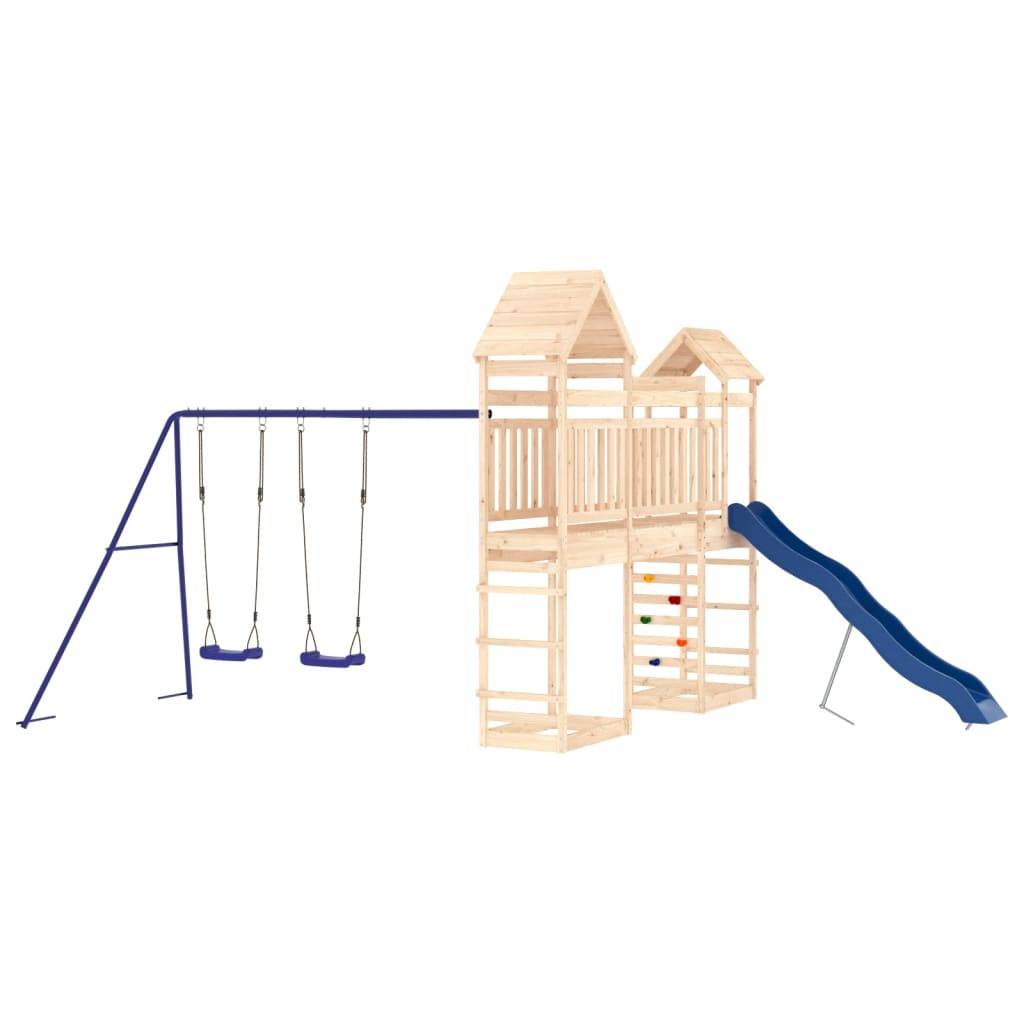 Helloshop26 - Aire de jeux d'extérieur balançoires toboggan portiques robuste jeux jardin 492 x 360 x 264 cm bois de pin massif - Imagen 3