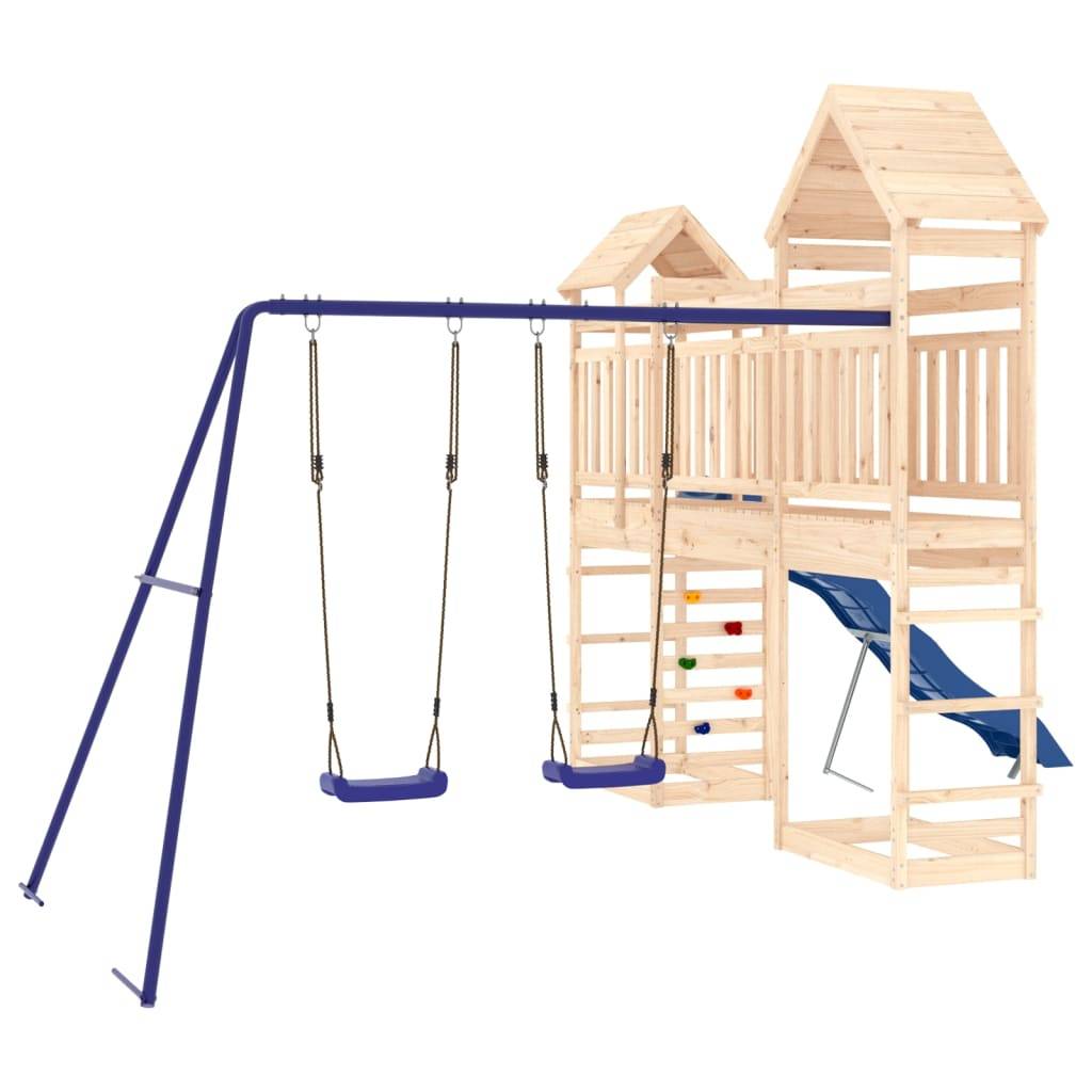 Helloshop26 - Aire de jeux d'extérieur balançoires toboggan portiques robuste jeux jardin 492 x 360 x 264 cm bois de pin massif - Imagen 1