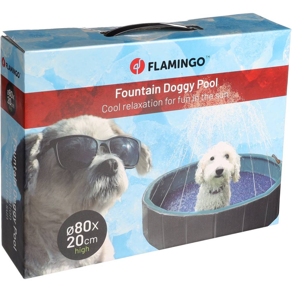 Flamingo - Piscine avec jet d'eau ø 80 x 20 cm bleu et gris pour chien - Image 3