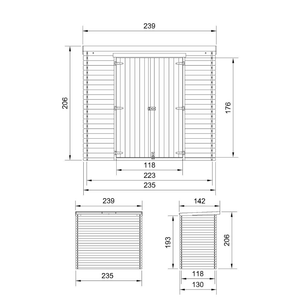 Timbela - Abri de Jardin en Bois AVEC SOL TRAITÉ - 2.63 m² / 142x239xH206 cm - Timbela M310C1+M310G - Image 5