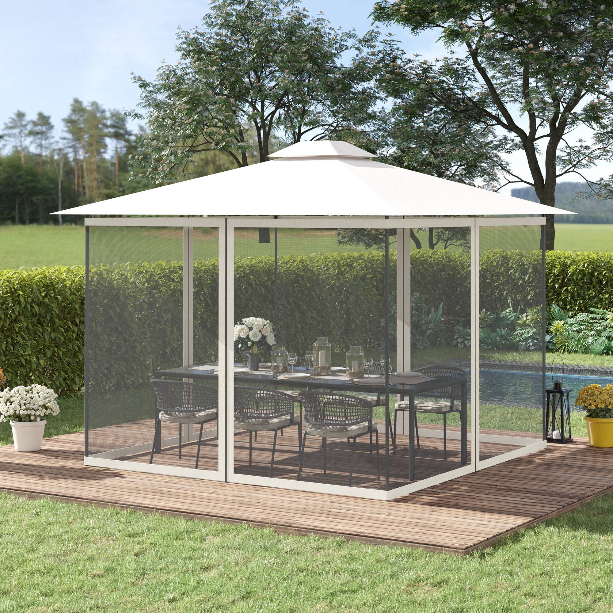 ComfortXL - Lot de 4 moustiquaires nylon pour tonnelle 3x3m protection anti-insectes zippée noir - ComfortXL Outdoor Living - Image 3