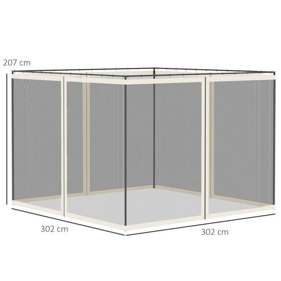 ComfortXL - Lot de 4 moustiquaires nylon pour tonnelle 3x3m protection anti-insectes zippée noir - ComfortXL Outdoor Living - Image 5