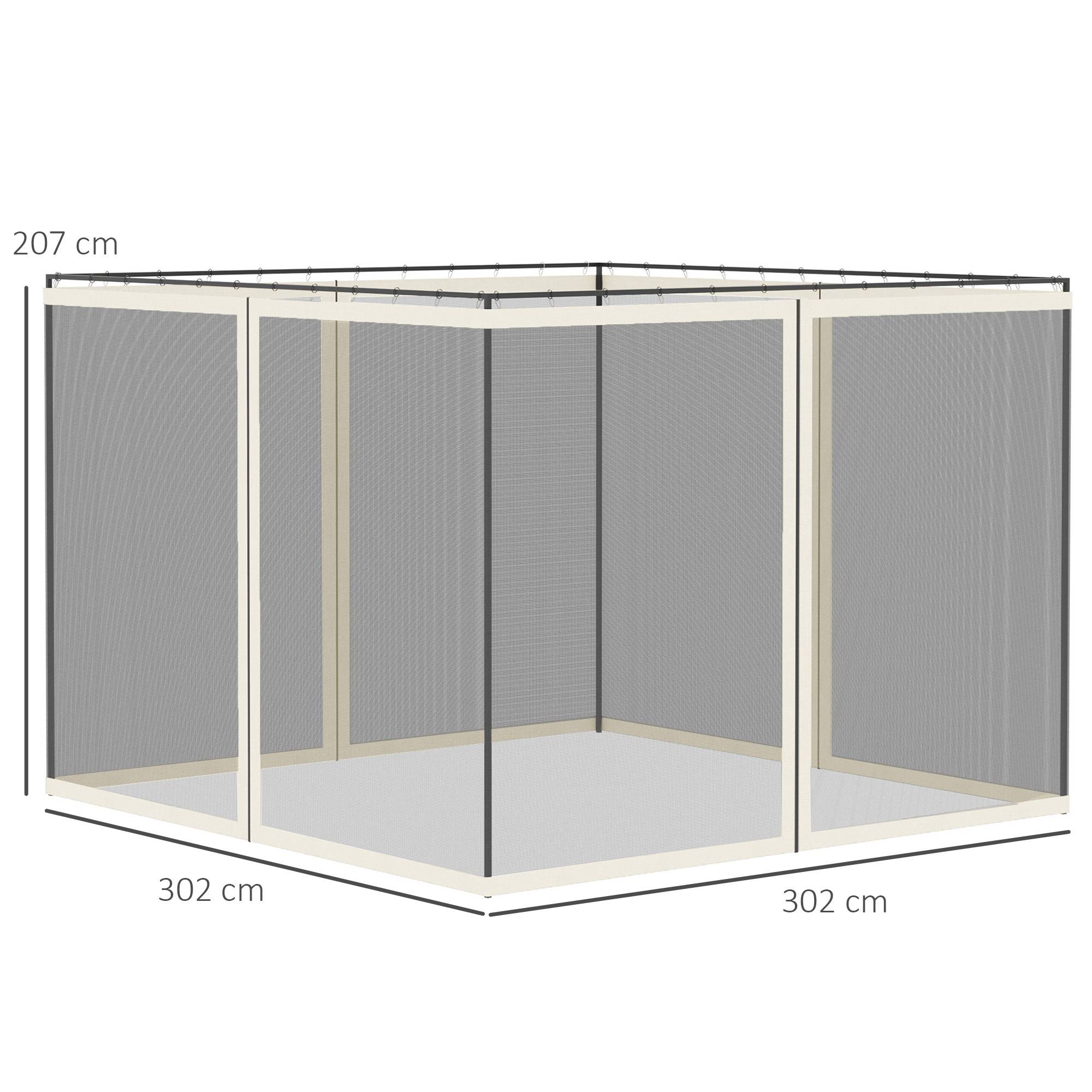 ComfortXL - Lot de 4 moustiquaires nylon pour tonnelle 3x3m protection anti-insectes zippée noir - ComfortXL Outdoor Living - Image 5