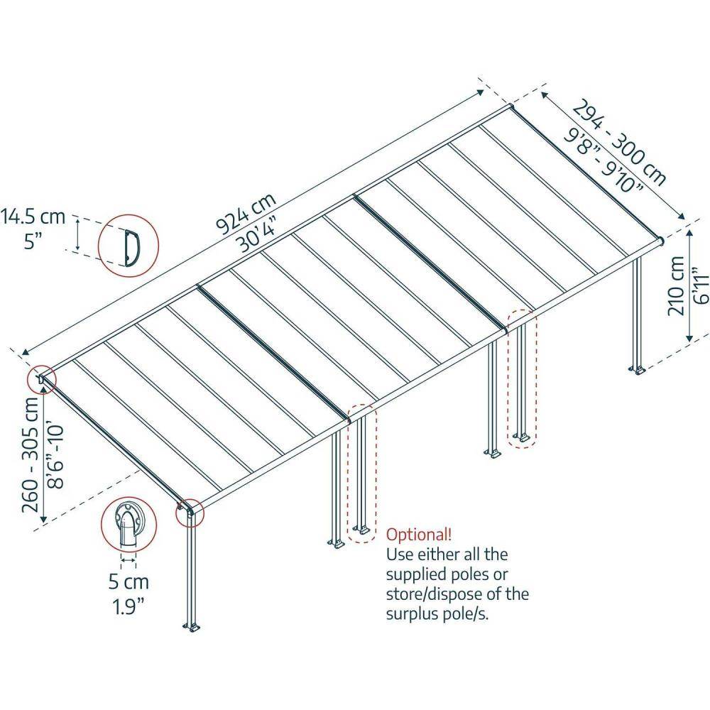 Canopia - Canopia Pergola Olympia 3X9,2 Grise - Imagen 3