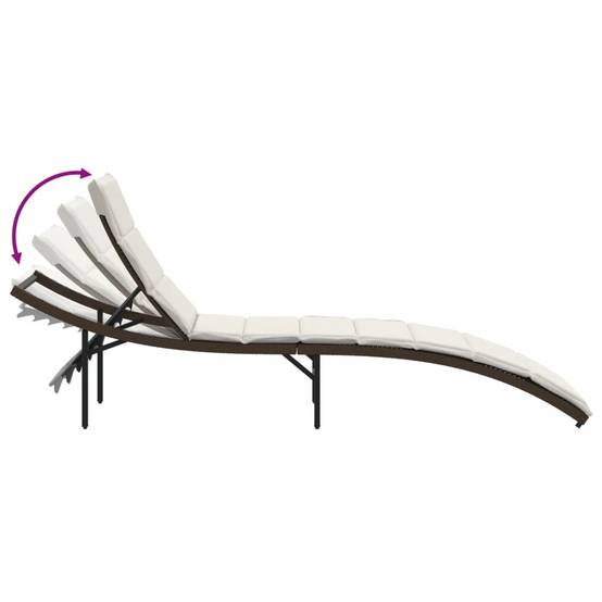 2 pcs Chaises longue | Transat | Bain de soleils avec table marron résine tressée - Image 8