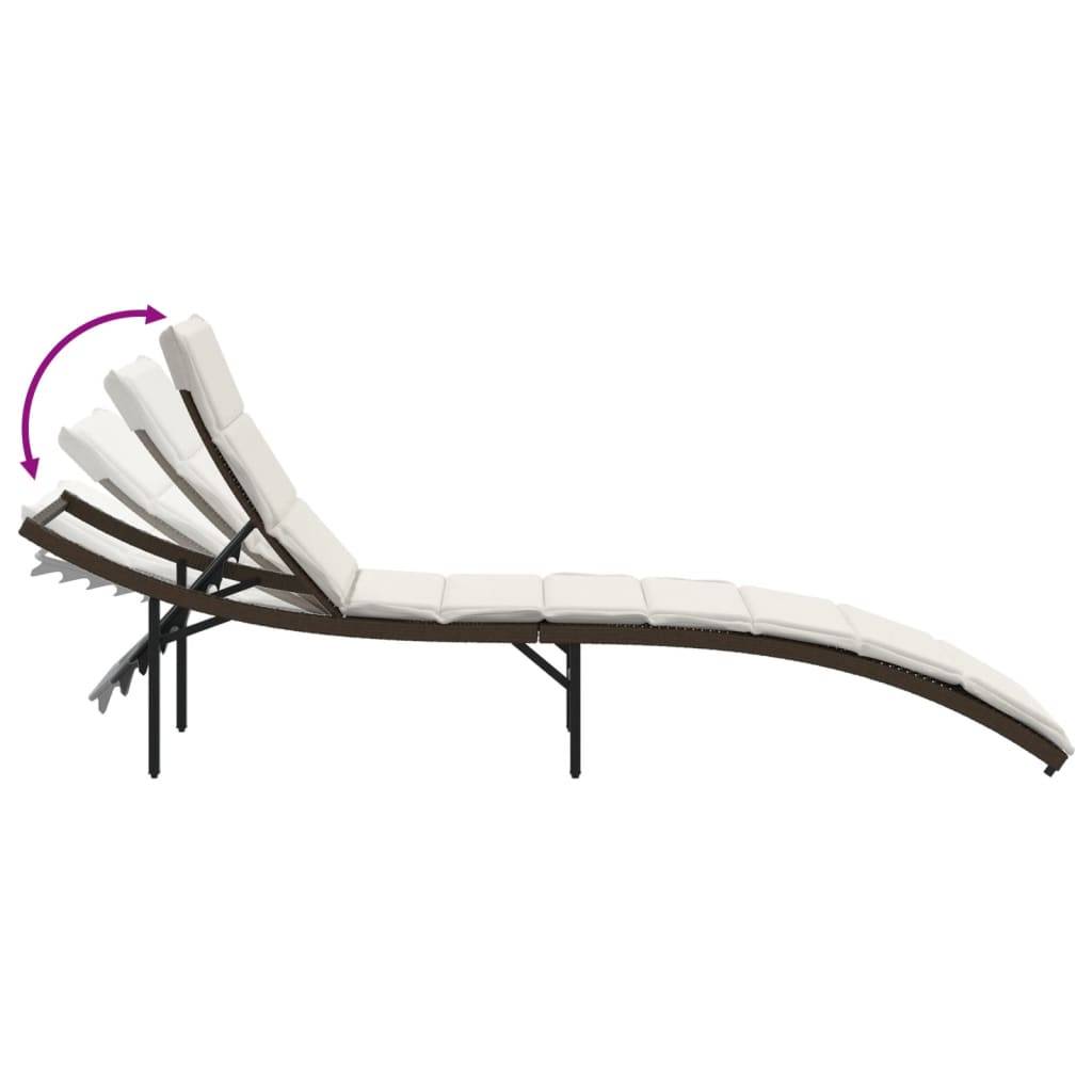 2 pcs Chaises longue | Transat | Bain de soleils avec table marron résine tressée - Image 8