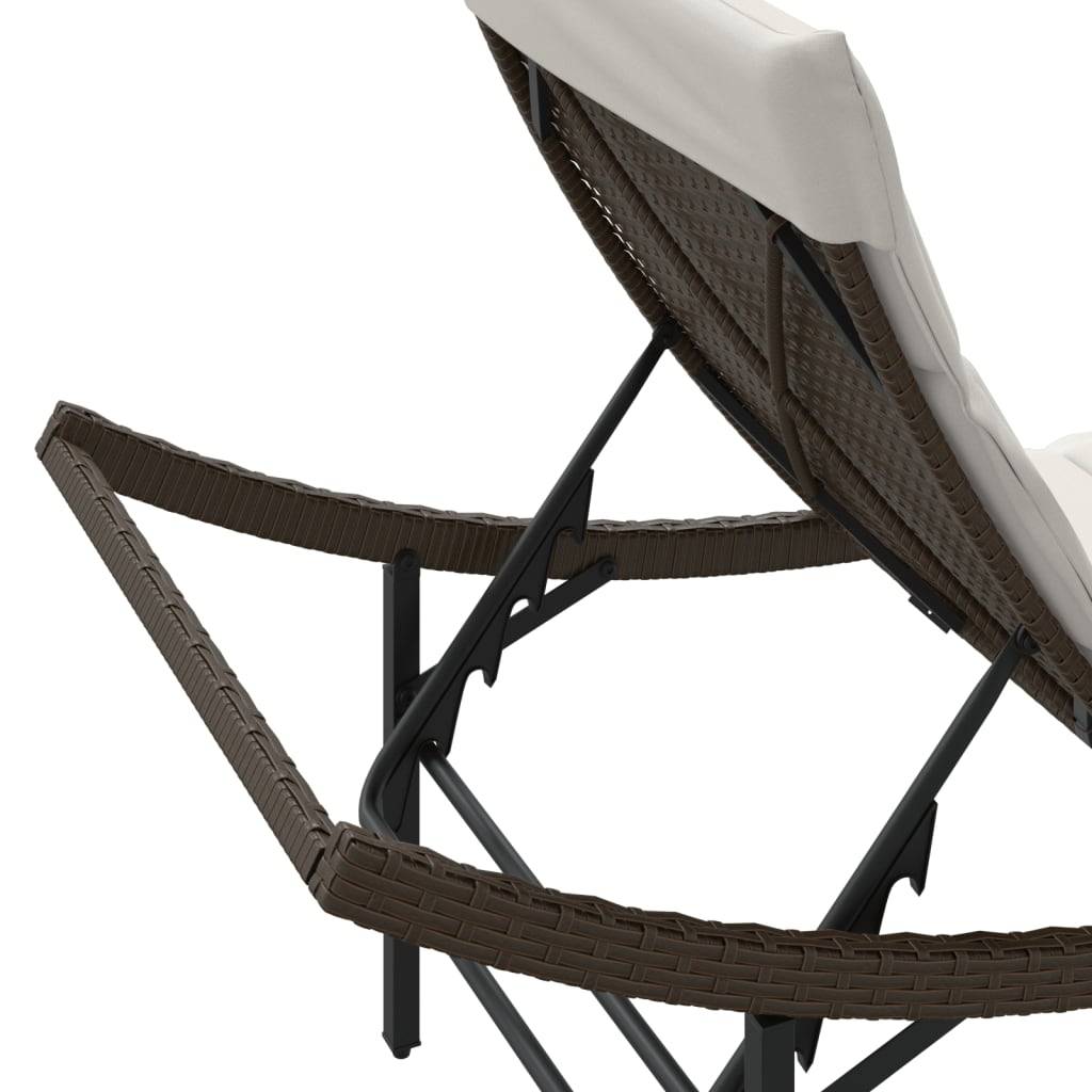 2 pcs Chaises longue | Transat | Bain de soleils avec table marron résine tressée - Image 9