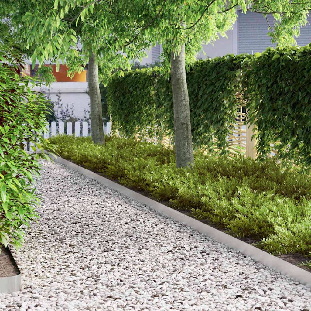 Bordure de jardin - Limite de jardin - Parterre Argent 450 x 10 cm Acier inoxydable g303 - Image 4